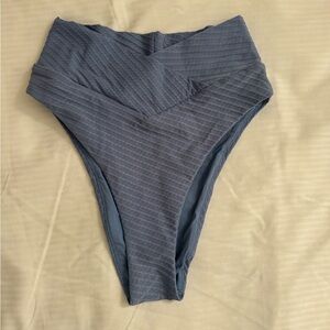 Aerie Textured Blue High-Waisted Bikini Bottom